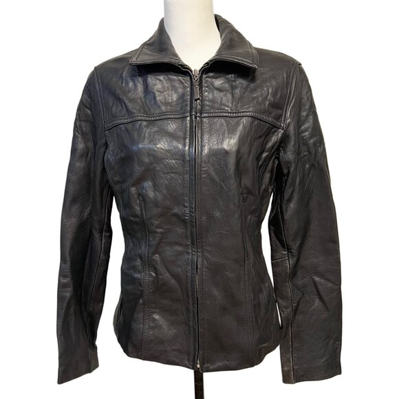 Avanti Vintage Motorcycle Genuine Leather Jacket Full Zip Collared Biker Coat - Picture 4 of 11